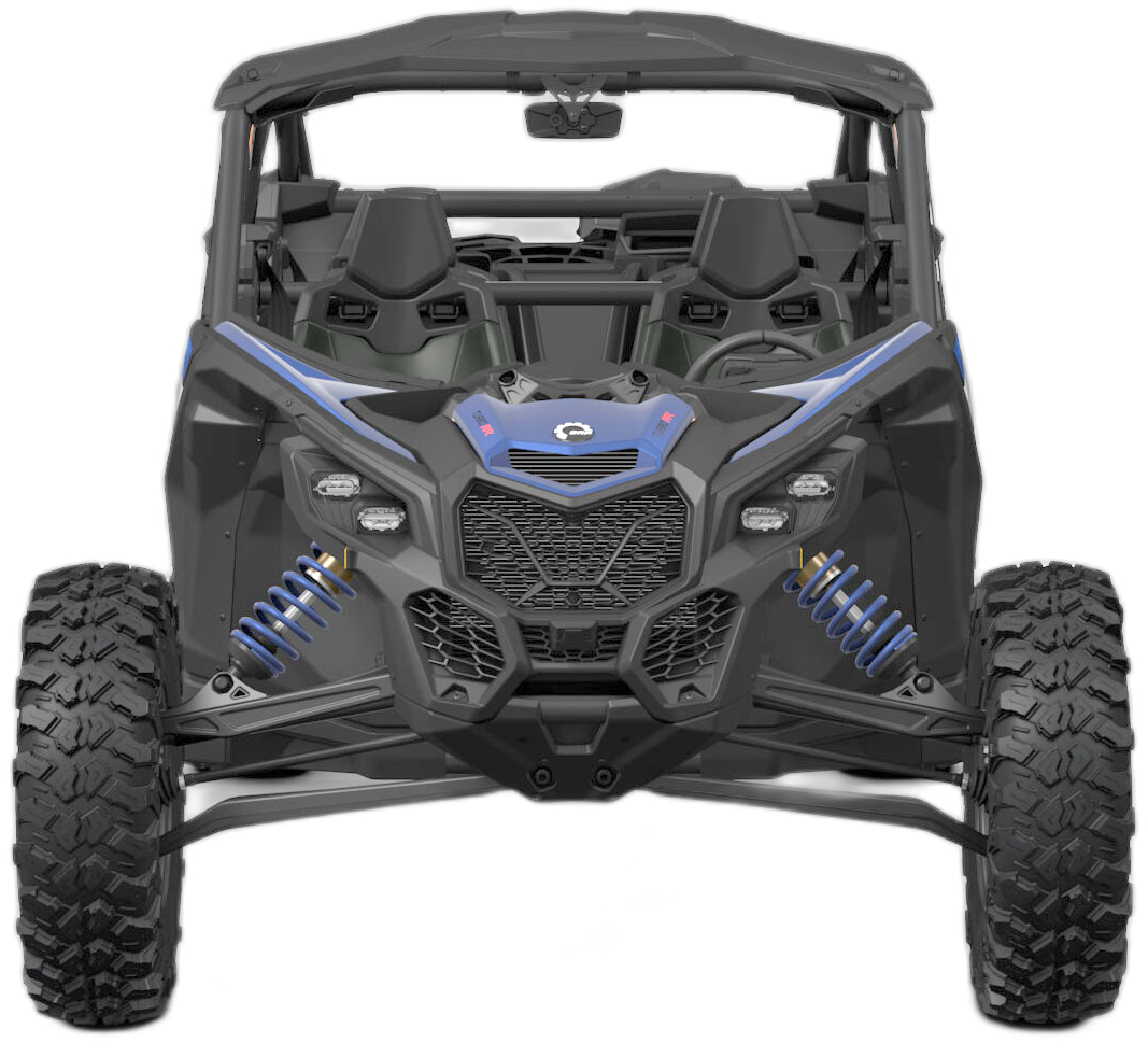 Blue Can-Am Maverick X3 Max RS shown from the front