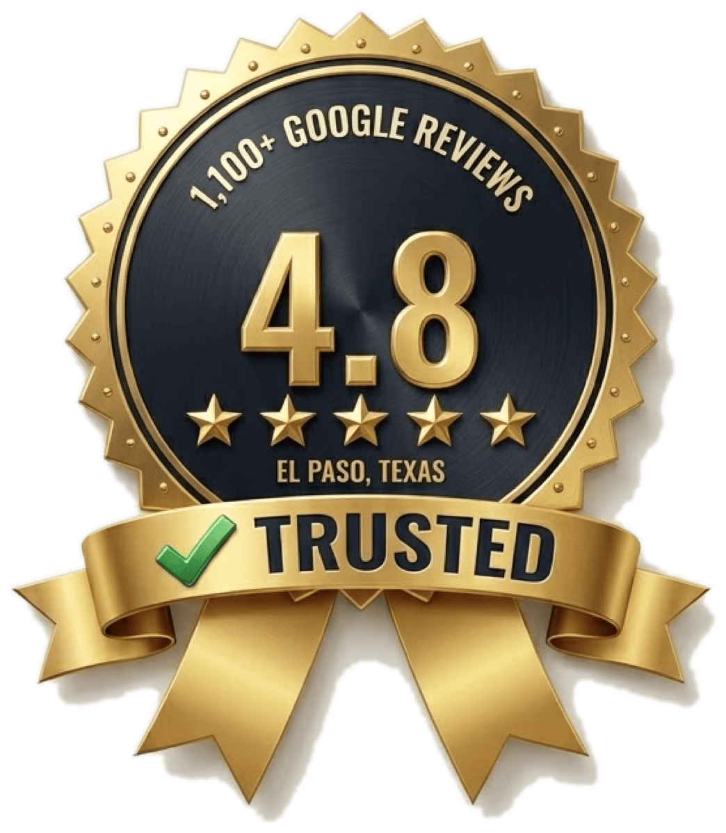Trusted seal: 4.8 stars from 1,100+ Google reviews